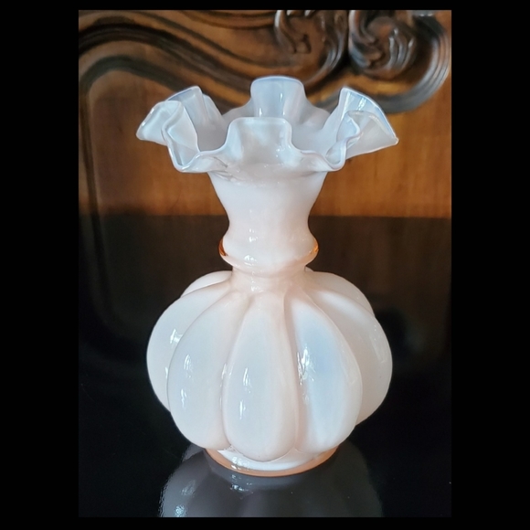 1940s Fenton Rosalene Melon Vase Dusty Rose Pink - Picture 9 of 9